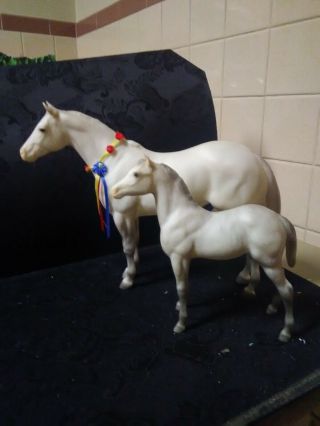 Breyer Horse Set Of Two,  Lady Phase In Grey With Foal Pair Rare