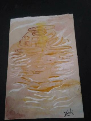 Salvador Dali Signed Watercolor,  With Art Gallery Stamp,  Vintage Art