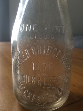 Rare One Pint Butter Bridge Dairy J.  Weckesser & Sons Dairy Bottle Massillon,  Oh