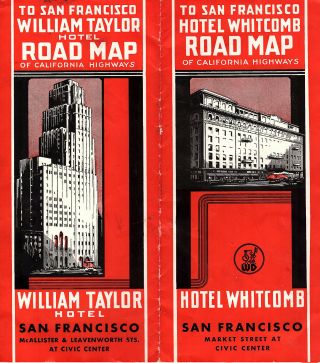 William Taylor Hotel & Hotel Whitcomb San Francisco Ca 1931 Brochure Photos Maps