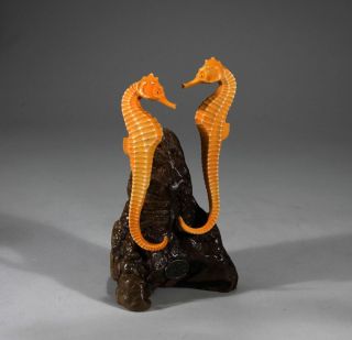 Seahorse Pair Sculpture Direct From John Perry Orange 7in Tall Statue Decor