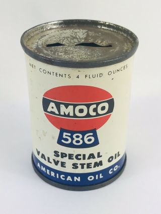 Amoco 586 Special Valve Stem Oil Motor Oil Miniature,  Mini Bank 3 " Can,  215