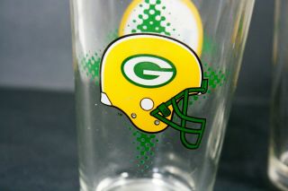 Set of 3 Miller Lite Pint Glasses Green Bay Packers Football Helmet Vintage 4