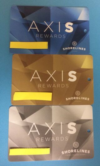 Shoreline Casino Ontario Canada Axis Slot Cards X 3 - Blue,  Gold & Platinum Olg