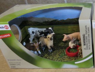 Schleich Rare Le Farm Animals 41357 Exclusive Set Calf Lamb Pig Sheep
