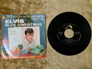 Elvis Presley ‎wooden Heart/blue Christmas 7 " 45rpm W/pic Sleeve Rca 447 - 0720