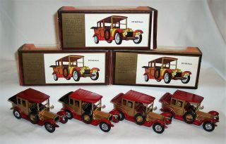 Four “matchbox” Yesteryear Y - 7 Rolls Royce’s Gold & Red Issue 15,  16,  24,  25 Mib