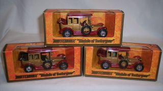 FOUR “MATCHBOX” YESTERYEAR Y - 7 ROLLS ROYCE’s GOLD & RED ISSUE 15,  16,  24,  25 MIB 8
