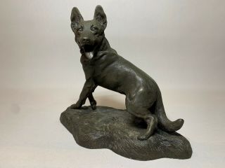 Heredities Cold Cast Bronze German Shepard/alsatian Dog Signed By Jean Spouse