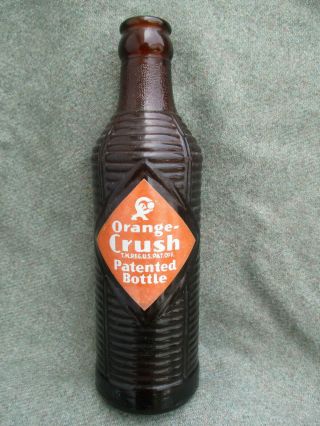 Vintage Amber Ribbed Acl Orange Crush Soda Water Bottle Wichita Falls,  Texas Tx.