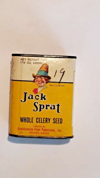 Vintage Jack Sprat Whole Celery Seed Spice Tin Marshalltown Iowa