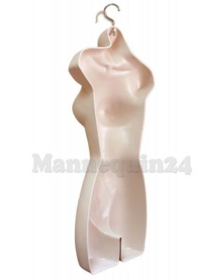 FLESH MANNEQUIN MALE & FEMALE TORSO DRESS FORMS SET,  1 STAND,  2 HANGERS 2