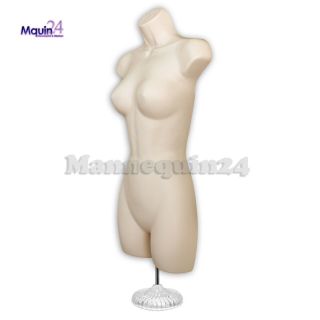 FLESH MANNEQUIN MALE & FEMALE TORSO DRESS FORMS SET,  1 STAND,  2 HANGERS 4