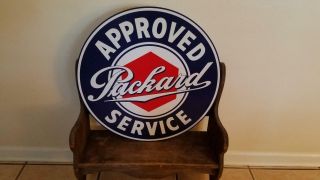 Vintage Old Style Sign Packard Approved Service 24 " Round