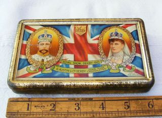 King George V & Queen Mary Royal Commemorative Visit Chocolate Tin - Derby 1921