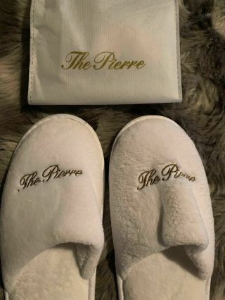 Pierre Hotel York - White Slippers One Size Fits All Rare Find