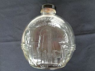 Chicago Worlds Fair Art Deco 1833 - 1933 A Century Of Progress Glass Bottle W/ Lid