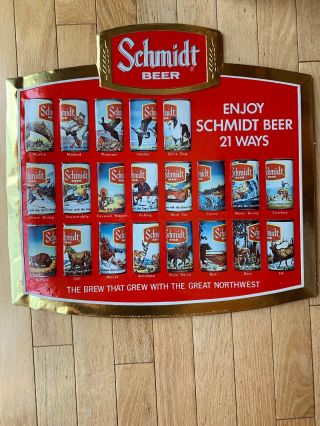Schmidt Collector Series Beer Can Advertising Sign Circa 1978 - Htf