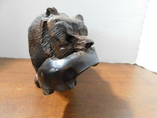 Hand Carved From (Sono) Iron Wood - - BEAR WITH FISH - - With Exellent Details 4