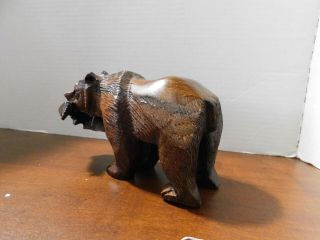 Hand Carved From (Sono) Iron Wood - - BEAR WITH FISH - - With Exellent Details 5