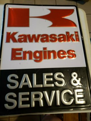 Kawasaki Engines Sales Service 24 " ×18 " Metal Dealer Sign