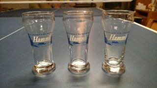 Set 3 Vintage Hamm’s Beer Pilsner Blue Glasses Hamms Rare