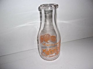 Vintage Pint Milk Bottle Midwest Dairy Products God Bless America 1914