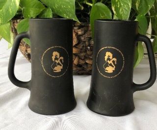 Set Of 2 Vintage Playboy Club Black Frosted Stein Mugs