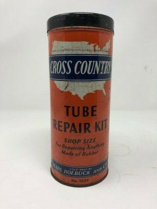 Vintage Cross Country No.  1029,  Tube Repair Kit,  Shop Size,  Sears,  Metal,