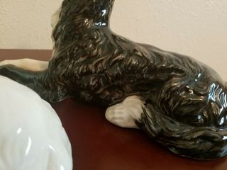 Two Large Ceramic Black & White Borzoi Wolfhound Dogs