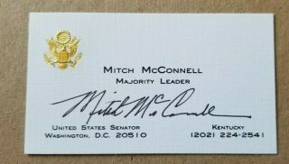 Autographed Mitch Mcconnell Business Card W/coa Senate Majority Leader Trump