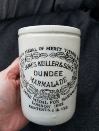 James Keiller & Son Dundee 1lb Orange Marmalade Stoneware Jar Crock England