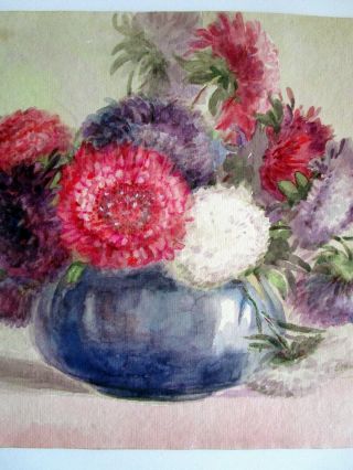 Vtg signed watercolor still life floral Painting listed CA artist Hatch 2