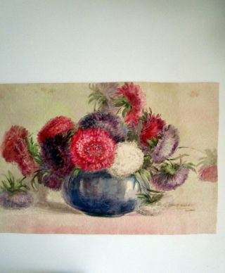 Vtg signed watercolor still life floral Painting listed CA artist Hatch 4