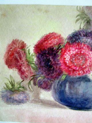 Vtg signed watercolor still life floral Painting listed CA artist Hatch 5