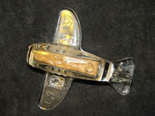 Vintage Clear Glass Army Bomber Plane15 - P - 7 Candy Container Millstein Co