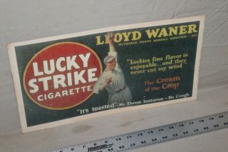 Rare 1930s Lloyd Waner Lucky Strike Tobacco Cigarettes Store Display Sign