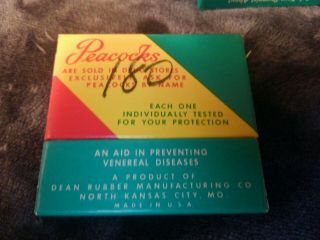 Vintage Condom Dean ' s Rubber Co.  Peacocks Condoms 1950s 4 dozen 4