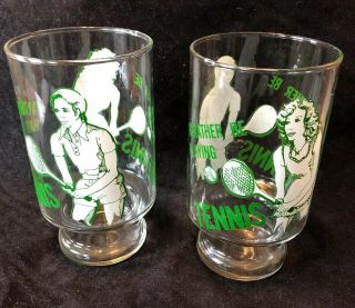 I’d Rather Be Playing Tennis Large Glass Tumbler Man Woman Players Vintage 2