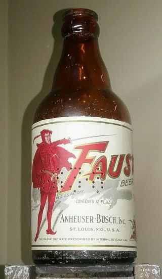 Faust Beer Steinie Beer Bottle.  Anheuser - Busch Inc.  St.  Louis,  Mo.  Irtp
