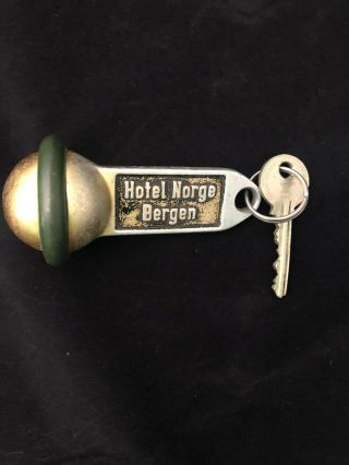 Vintage Hotel Room Key.  Unique Key Fob From The Hotel Norge Of Bergen
