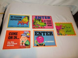 5 Vintage Ed Big Daddy Roth Wall Desk Plaque 1968 Greeting Cards