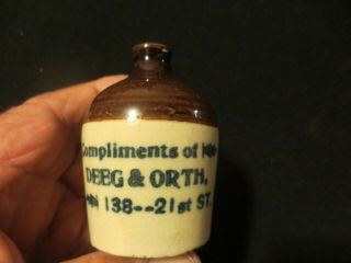 Deeg & Orth,  138 - - 21st St.  (detroit Michigan) Miniature Advertising Jug C1900
