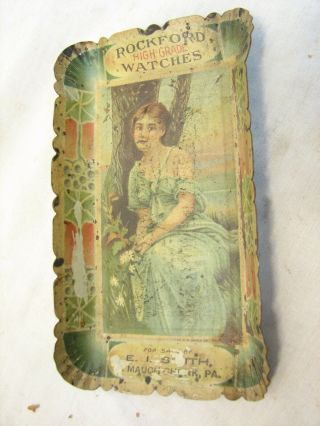 Rockford Watches Advertising Tip Tray Mauch Chunk Pa Victorian Woman Ad