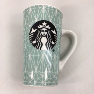 Starbucks 6 " Tall 16 Oz Coffee Mug Cup Ceramic Black White Aqua Mermaid Logo Od