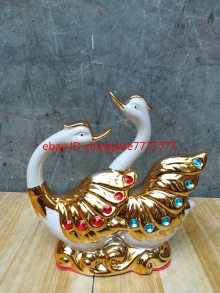 Decoration Decoration Ceramic Wedding Gift Gold - Plated Swan