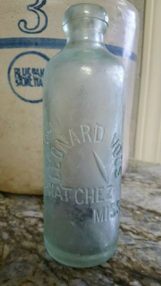 Leonard Voos Hutchinson Soda Bottle,  Natchez,  Mississippi