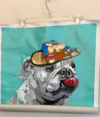 English Bulldog Painting On Canvas