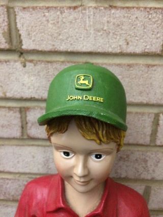 John Deere Resin Statue Boy In Trucker Hat Collectible Rare Advertising Lawn 4h
