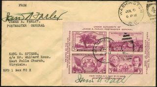 Tipex S/s оn Commercial Cover,  1936 James A Farley Postmaster General Autograph
